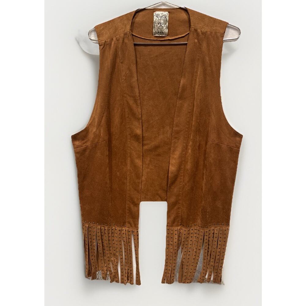 Brown Faux Suede Fringe Vest